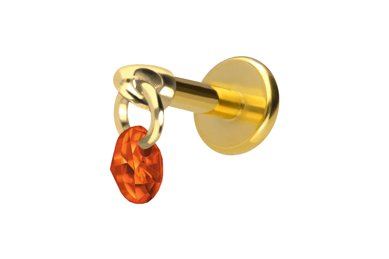 Titan Labret Piercing mit Innengewinde RUNDER KRISTALL